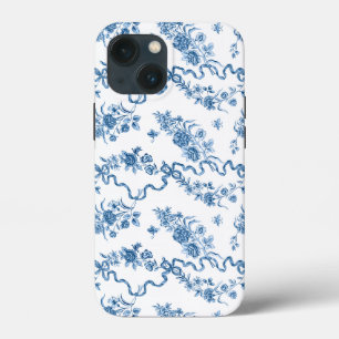 Elegant  gegraveerde blauwe Rozen en linten Case-Mate iPhone Case