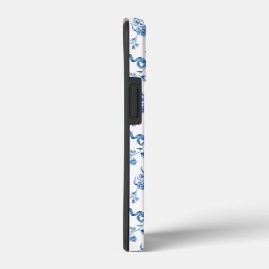 Elegant  gegraveerde blauwe Rozen en linten Case-Mate iPhone Case (Achterkant / Rechts)