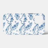 Elegant  gegraveerde blauwe Rozen en linten Case-Mate iPhone Case (Achterkant (horizontaal))