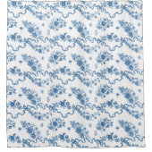 Elegant gegraveerde blauwe Rozen en linten Douchegordijn (Voorkant)