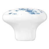 Elegant  gegraveerde blauwe Rozen en linten Keramische Knop (Zijkant)