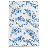 Elegant  gegraveerde blauwe Rozen en linten Medium Cadeauzakje (Voorkant)