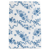 Elegant  gegraveerde blauwe Rozen en linten Medium Cadeauzakje (Achterkant)