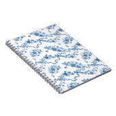 Elegant gegraveerde blauwe Rozen en linten Notitieboek (Rechterzijde)