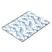 Elegant gegraveerde blauwe Rozen en linten Notitieboek (Linkerzijde)