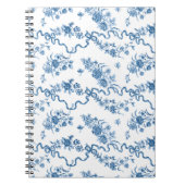 Elegant gegraveerde blauwe Rozen en linten Notitieboek (Voorkant)
