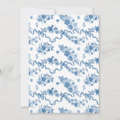 Elegant  gegraveerde blauwe Rozen en linten Notitiekaartje (Achterkant)