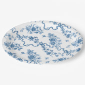 Elegant  gegraveerde blauwe Rozen en linten Papieren Bordje (Gekanteld)