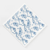 Elegant  gegraveerde blauwe Rozen en linten Servet (Hoek)