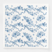Elegant gegraveerde blauwe Rozen en linten Servet (Voorkant)