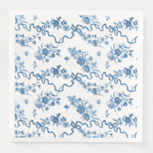 Elegant  gegraveerde blauwe Rozen en linten Servet