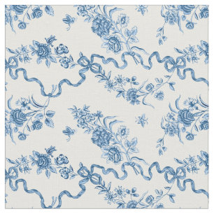 Elegant  gegraveerde blauwe Rozen en linten Stof