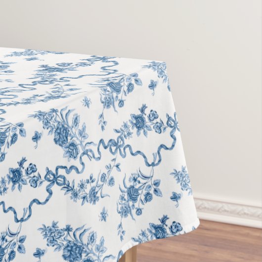 Elegant  gegraveerde blauwe Rozen en linten Tafelkleed (Voorbeeld)