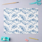 Elegant gegraveerde blauwe Rozen en linten Tissuepapier (Craft)