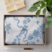 Elegant gegraveerde blauwe Rozen en linten Tissuepapier (Geschenk)