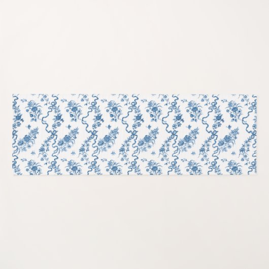 Elegant  gegraveerde blauwe Rozen en linten Yogamat (Voorkant (horizontaal))