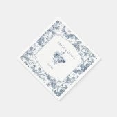 Elegant Gegraveerde Franse Blauwe Bloem Toile Servet (Hoek)