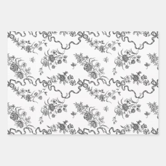 Elegant  gegraveerde Rozen en linten Inpakpapier Vel (Voorkant 2)