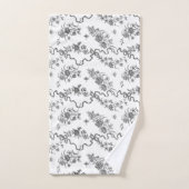 Elegant  gegraveerde zwarte Rozen en linten Bad Handdoek (Handdoek)