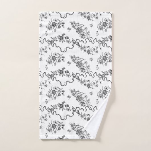 Elegant gegraveerde zwarte Rozen en linten Bad Handdoek (Handdoek)