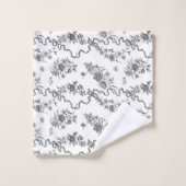 Elegant  gegraveerde zwarte Rozen en linten Bad Handdoek (Wasdoekje)