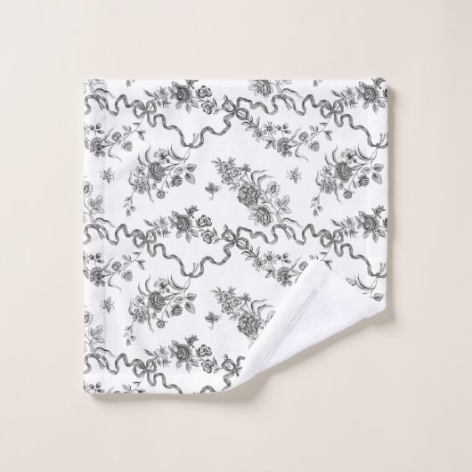 Elegant  gegraveerde zwarte Rozen en linten Bad Handdoek (Wasdoekje)