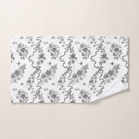 Elegant  gegraveerde zwarte Rozen en linten Bad Handdoek (Handdoek)