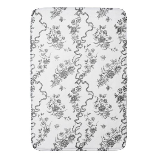 Elegant gegraveerde zwarte Rozen en linten Badmat (Voorkant Verticaal)