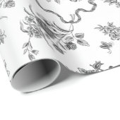 Elegant  gegraveerde zwarte Rozen en linten Cadeaupapier (Rol Hoek)