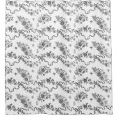 Elegant  gegraveerde zwarte Rozen en linten Douchegordijn (Voorkant)