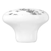 Elegant  gegraveerde zwarte Rozen en linten Keramische Knop (Zijkant)