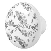 Elegant  gegraveerde zwarte Rozen en linten Keramische Knop (Rechts)