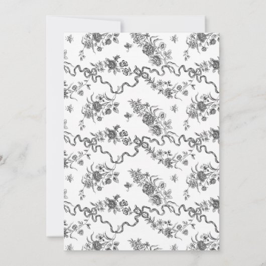 Elegant  gegraveerde zwarte Rozen en linten Notitiekaartje (Achterkant)