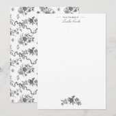 Elegant  gegraveerde zwarte Rozen en linten Notitiekaartje (Voorkant / Achterkant)