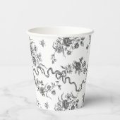 Elegant gegraveerde zwarte Rozen en linten Papieren Bekers (Achterkant)