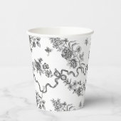 Elegant gegraveerde zwarte Rozen en linten Papieren Bekers (Links)