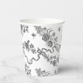 Elegant gegraveerde zwarte Rozen en linten Papieren Bekers (Rechts)