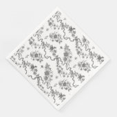 Elegant  gegraveerde zwarte Rozen en linten Servet (Hoek)