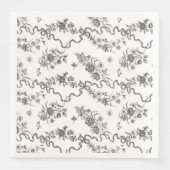 Elegant  gegraveerde zwarte Rozen en linten Servet (Voorkant)