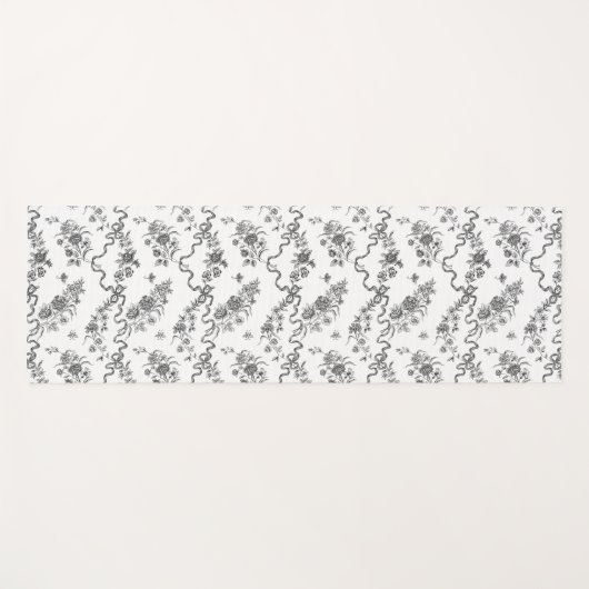 Elegant  gegraveerde zwarte Rozen en linten Yogamat (Voorkant (horizontaal))