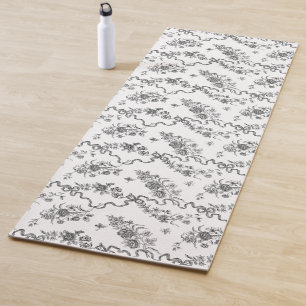 Elegant  gegraveerde zwarte Rozen en linten Yogamat