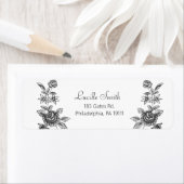 Elegant  gegraveerde zwarte Rozen Etiket (Insitu)