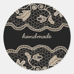 Elegant gehaakte kant ronde sticker