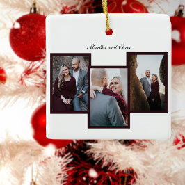 Elegant Gehuwd Manuscript 3 Foto Collage Red Keramisch Ornament