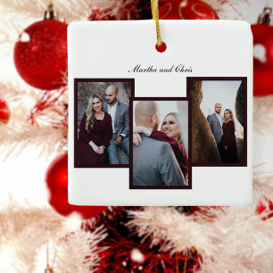 Elegant Gehuwd Manuscript 3 Foto Collage Red Keramisch Ornament