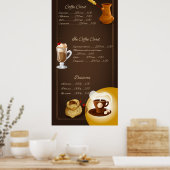 Elegant geïllustreerd Koffiemenu koffie Poster (Keuken)