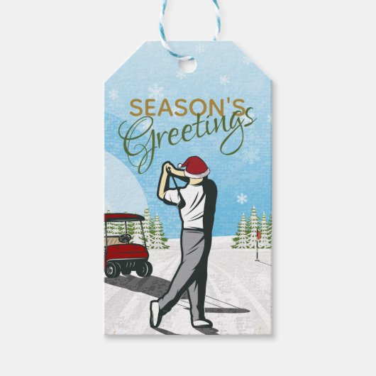 Elegant  geïnspireerd golfkerst cadeaulabel (Voorkant)