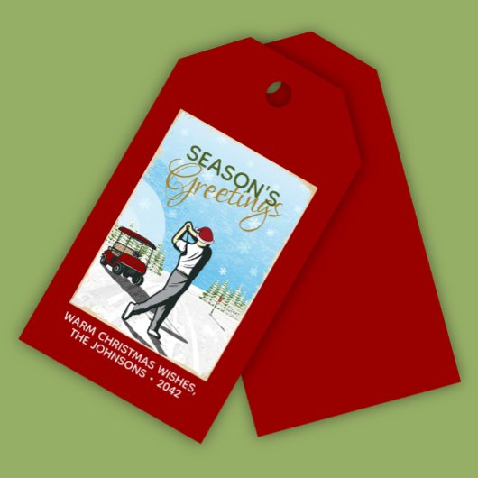 Elegant  geïnspireerd golfkerst cadeaulabel