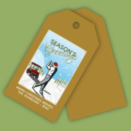 Elegant  geïnspireerd golfkerst cadeaulabel