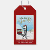 Elegant  geïnspireerd golfkerst cadeaulabel (Voorkant)